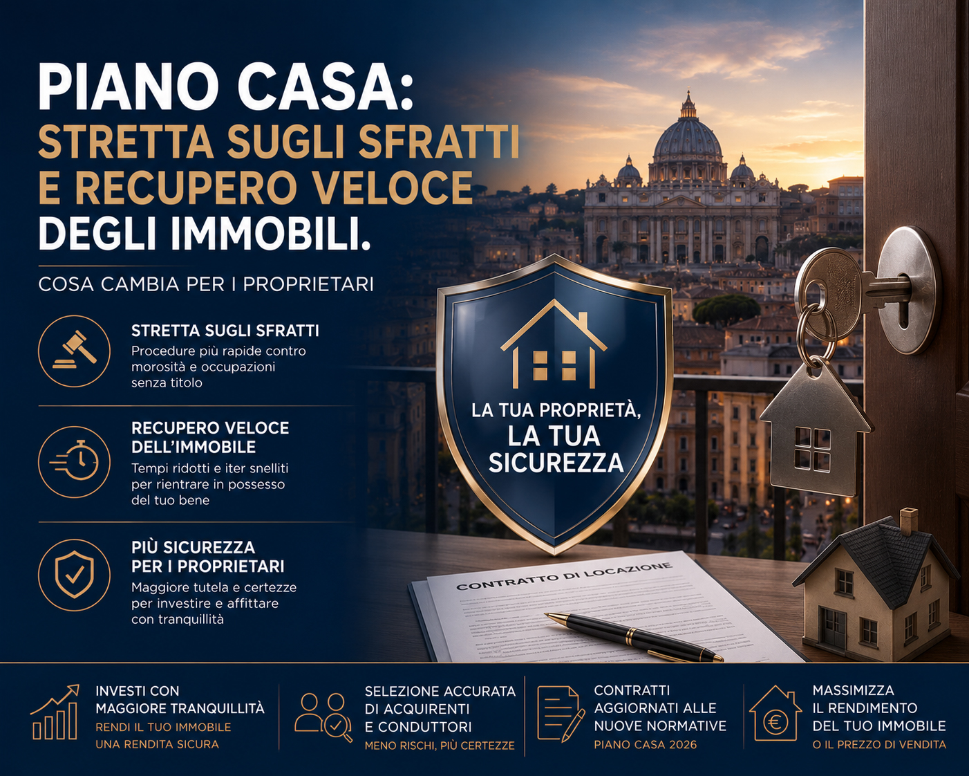Stretta sfratti recupero immobili Roma 2026